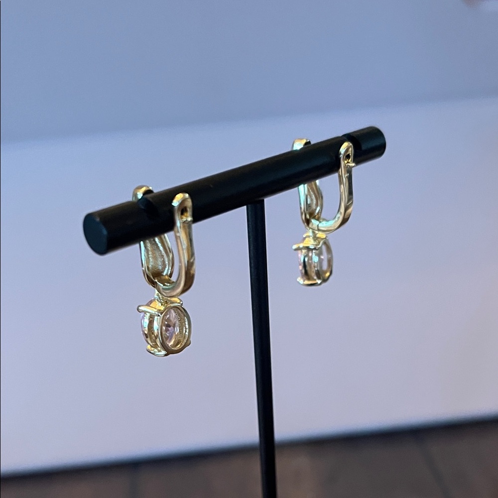 Pretty Bird Gold and Pink Drop Earrings - Picture 3 of 6